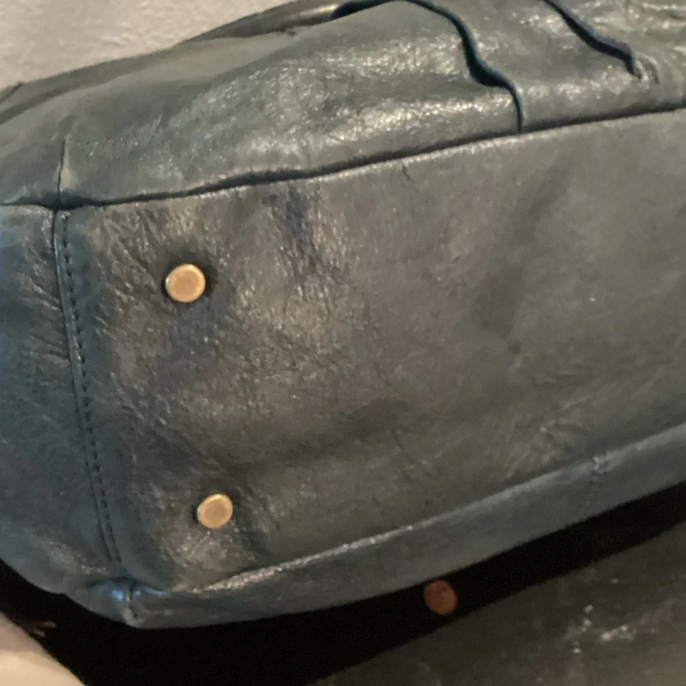Botkier Teal Leather Satchel with Gold Accents